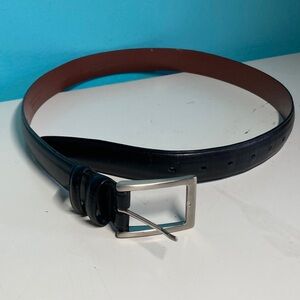Black Leather Roberto Villini Collezione Belt Size 34 with Solid Brass Buckle